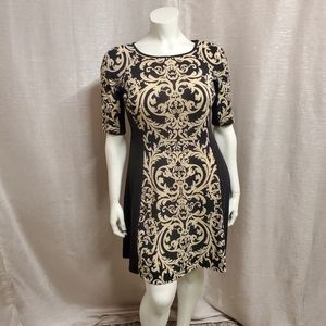 Black & Cream Swirl Sweater Dress